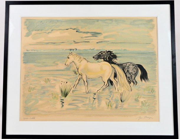 Yves Brayer "Les chevaux en Camargue" Lithographie EA XX ème