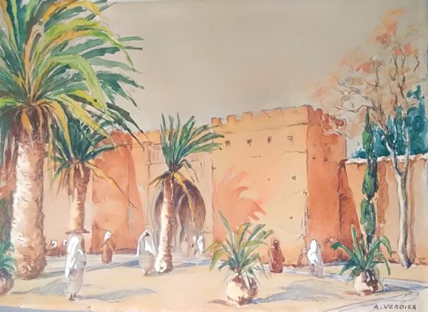 Maxime Pierre André VERDIER  (1908-1987)  Scène orentaliste Aquarelle