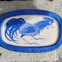 Grand plat mural en grés émaillé décoré d'un coq  par Thomas Toft Danemark XX ème – Image 4