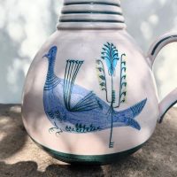 Grand Pichet Vase d'Yvon Roy pour Durtal années 50/60 céramique émaillée motif d'oiseau – Image 4