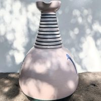 Grand Pichet Vase d'Yvon Roy pour Durtal années 50/60 céramique émaillée motif d'oiseau – Image 3
