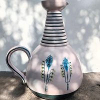 Grand Pichet Vase d'Yvon Roy pour Durtal années 50/60 céramique émaillée motif d'oiseau – Image 2