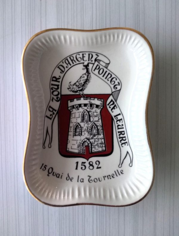 Cendrier/Vide poche en porcelaine du restaurant étoilé « La Tour d’Argent » à Paris