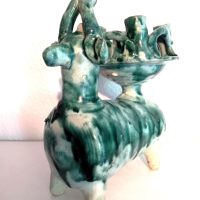 Figurine Bougeoir en céramique émaillée de taureau Iran vers 1960 – Image 2