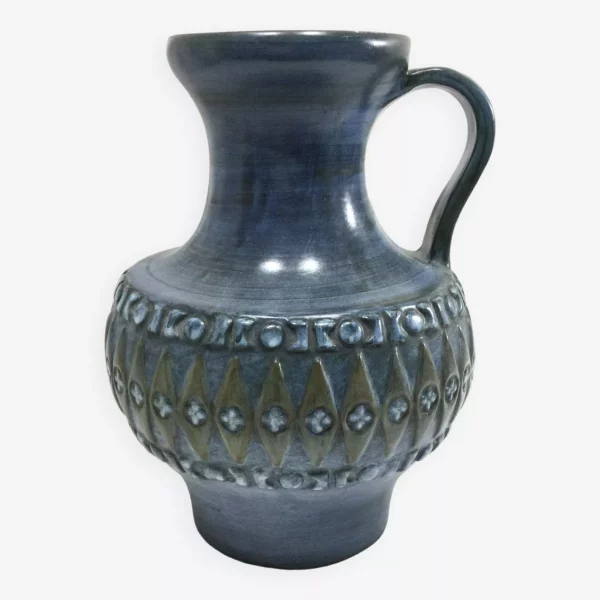 Jean de Lespinasse Vallauris – Imposant Pichet Vase en céramique bleue vers 1960