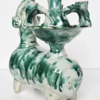 Figurine Bougeoir en céramique émaillée de taureau Iran vers 1960 – Image 3