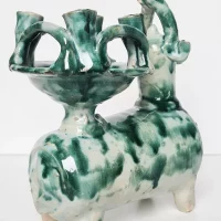 Figurine Bougeoir en céramique émaillée de taureau Iran vers 1960 – Image 4