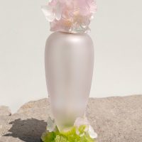 DAUM France LAMPE BERGER  en pâte de verre dans les tons "rose blanc et vert" à motif floral "2000" – Image 3