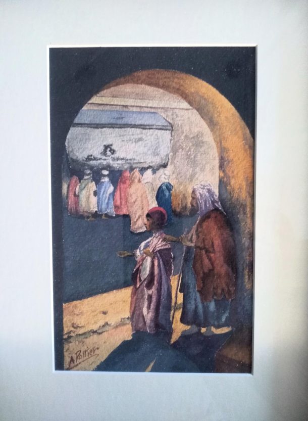 André POTTIER (1871-?) Aquarelle sur papier "Un Mendiant Aveugle"