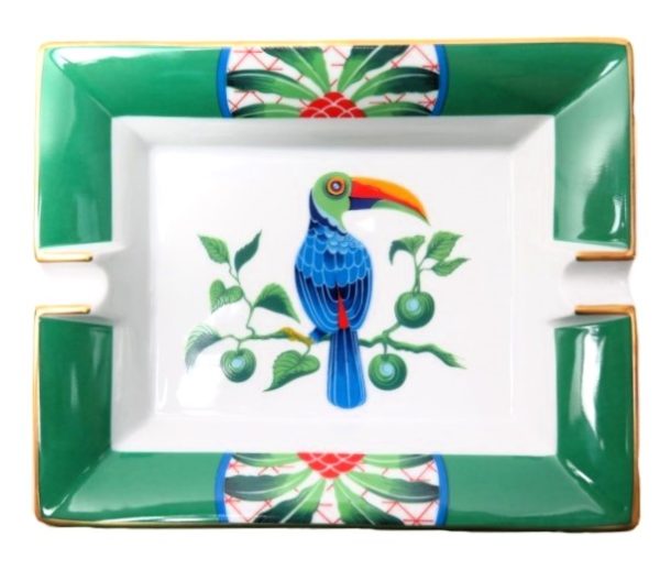 Hermès PARIS    Cendrier Vide poches TOUCANS en Porcelaine de Limoges