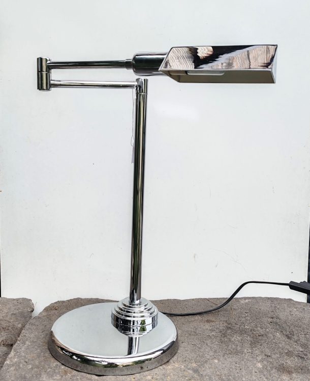 Lampe de bureau Koch & Lowy vintage à bras pivotant articulé en chrome vers 1970