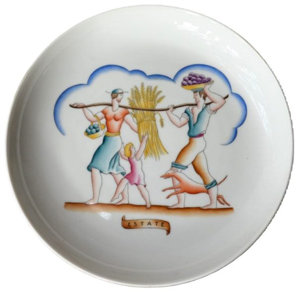 Assiette de collection l'ETE de la série « Quattro stagioni »  (Quatre saisons) porcelaine blanche Réédition années 60/70 de l’artiste Gio Ponti pour Richard Ginori.