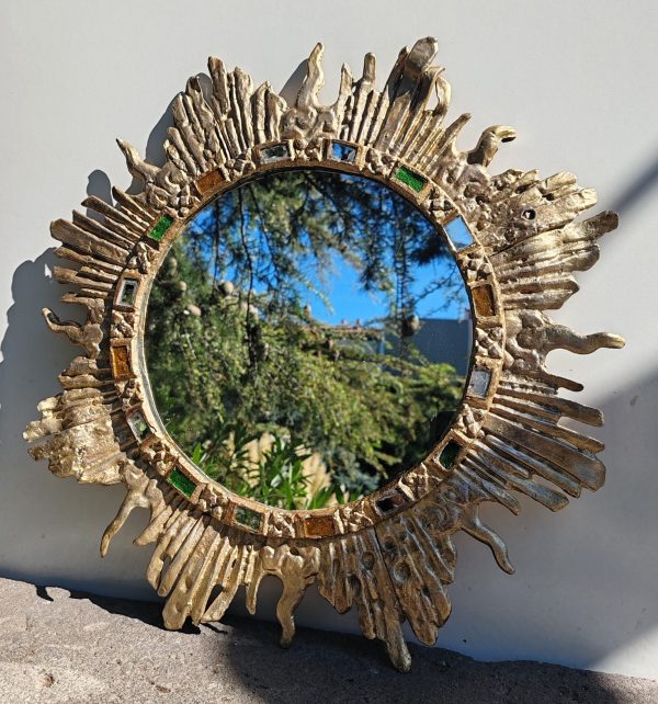 MIROIR SOLEIL BRUTALISTE IRENA JAWORSKA XX -ème