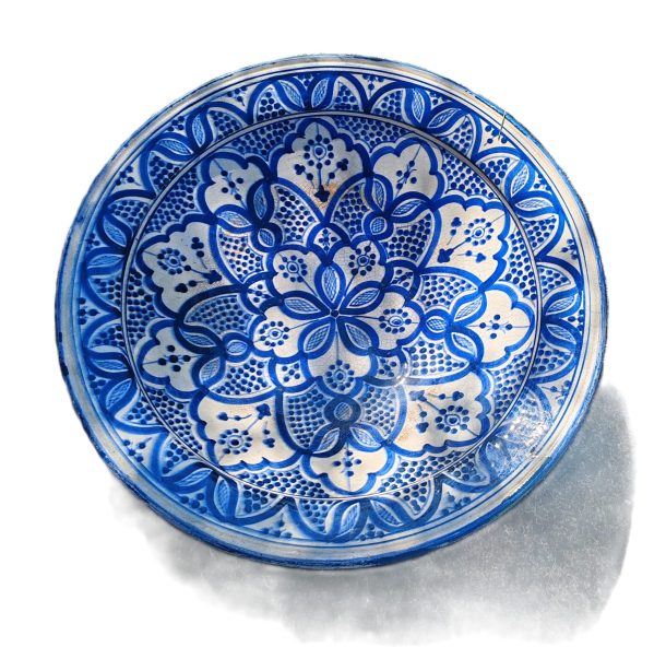 Grand plat coupe sur pied en céramique artisanale de Ahmed Serghini Maroc