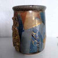 Suzy ATKINS (1941) Atelier du DON du FEL Pot couvert en céramique émaillée réhaut à l'or fin XX ème – Image 2