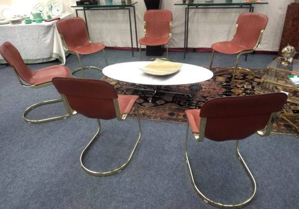 Suite de 6 chaises de salle à manger vintage design Willy Rizzo éditées par CIDUE Italie 1970