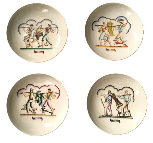 Richard Ginori Série quatre assiettes de collection "Quattro stagioni" (Quatre saisons) de Gio Ponti 60/70