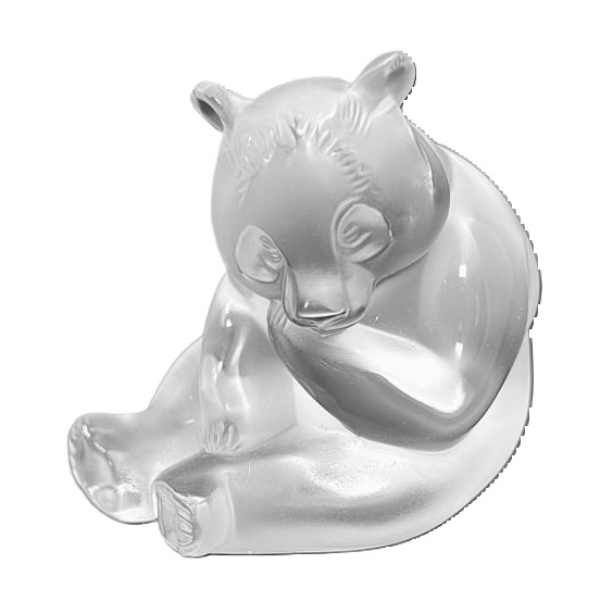 Lalique France Panda assis petite sculpture cristal dépoli vers 1990