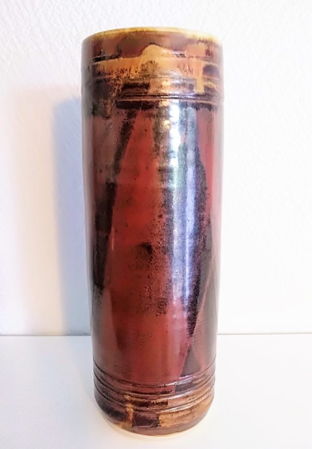 Vase rouleau  en grés émaillé  monogramme RD Millieu XX ème