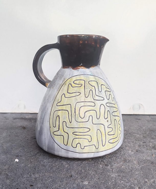 Juliette Derel Pichet en céramique émaillé décor graphique incisé en relief Vers 1950