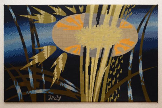 Grande Tapisserie murale intitulée  " Reflets " d' après le carton original de P. Rey (1936-2006) vers 1960.