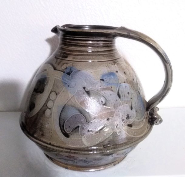 Christian Deville Pichet vase en grès émaillé de forme trapèze vintage XX ème