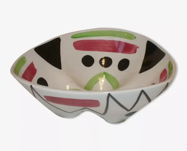 Coupe à fruits Saladier tripode Revernay céramique émaillée années 50/60