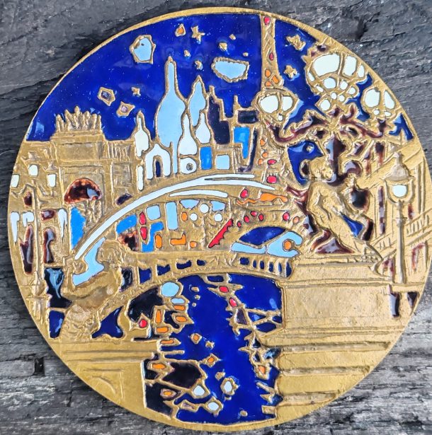 Médaille Bronze Émaillée Paris Nuit Et Jour Numéroté 223/250 Daniel Du Janerand