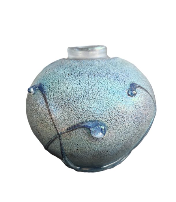 Jean Claude Novaro Vase Boule en Verre Soufflé  Reflets irisés "1983"