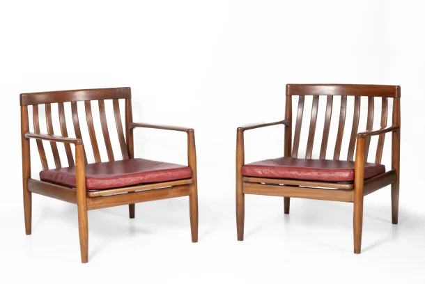 Grete JALK (1920-2006) attribué à Paire de fauteuils scandinaves en palissandre vers 1960