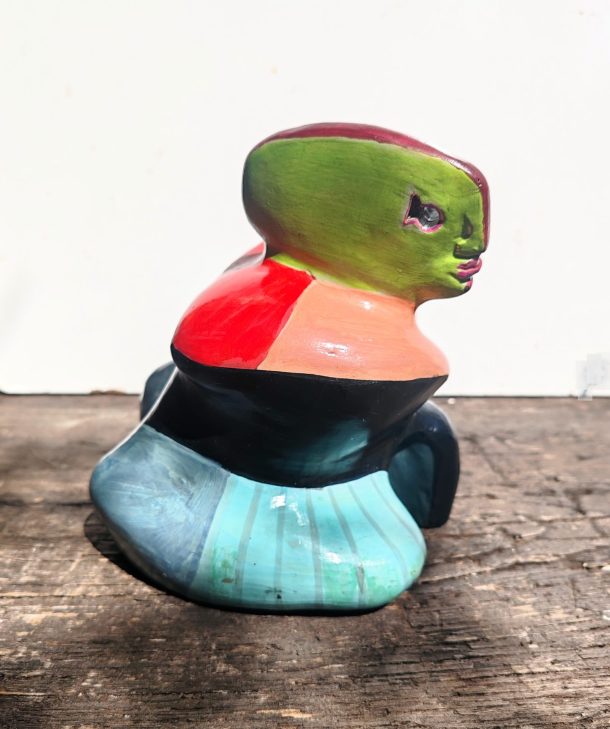 Patrick Germinagni Sculpture Nana en terre cuite polychrome  XX ème