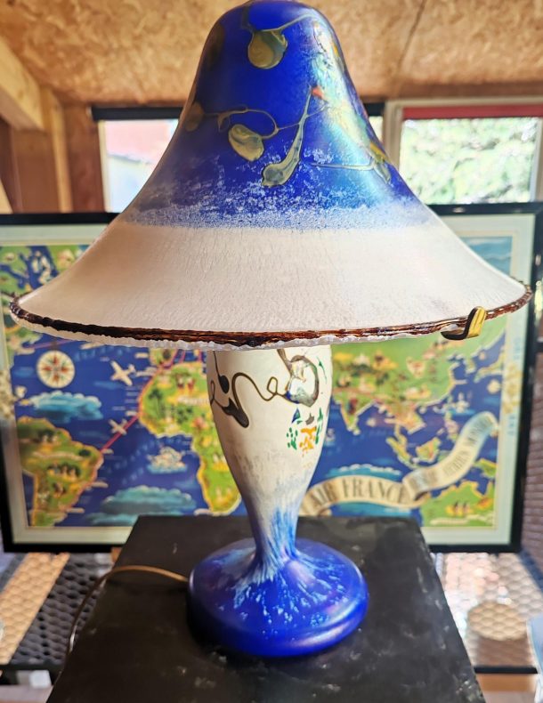 Pascal GUYOT (Biot) Grande Lampe Champignon en Verre Soufflé 2003
