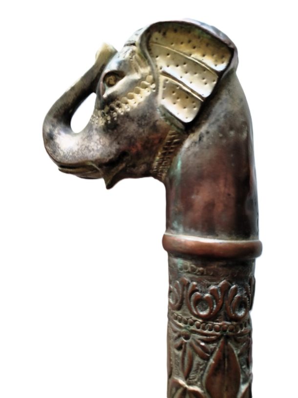 Sceptre de cérémonie indien "Soonta" à tête d'Éléphant  XIXe siècle / Art Moghol