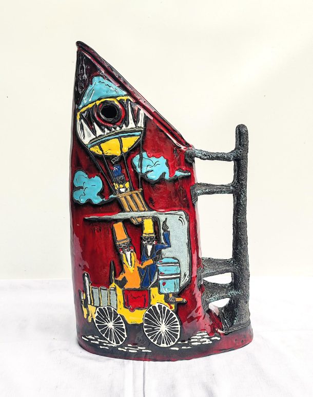 Vase Sculptural « Poisson » en Céramique de San Marino – Titano attribué A. Giulianelli  1960